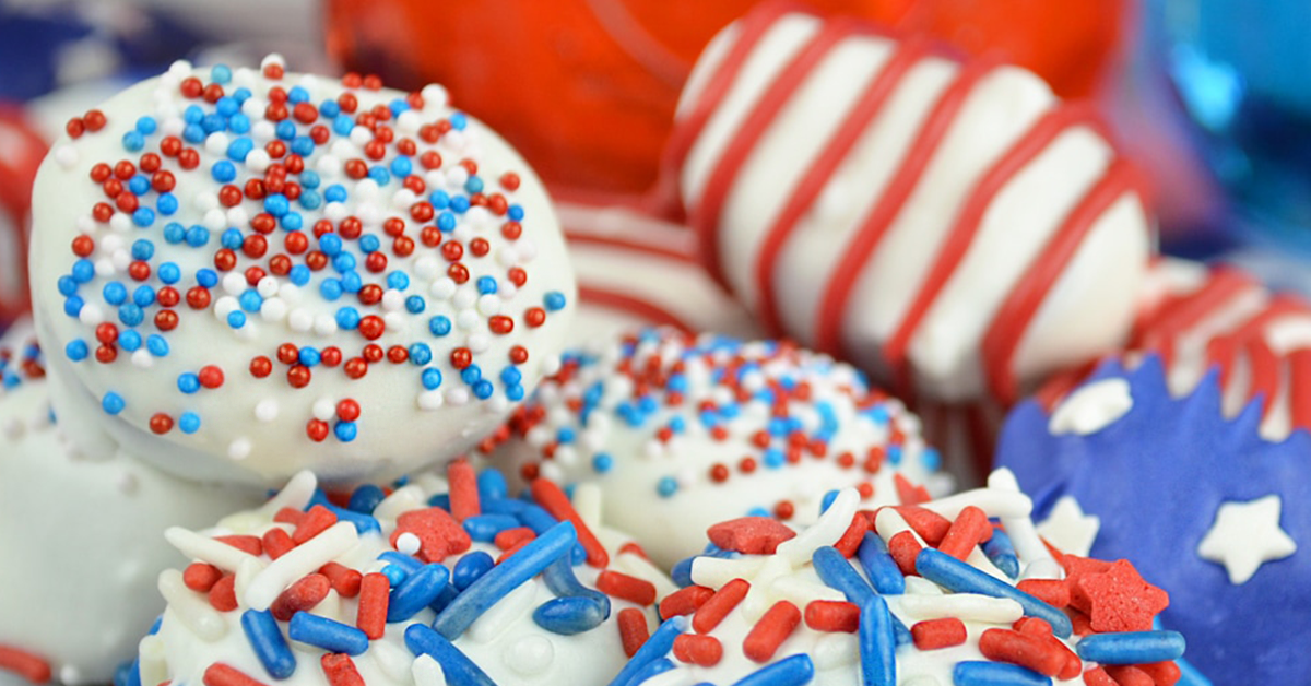 July 4th Red White Blue Patriotic Candy Dipped Caramel Creams